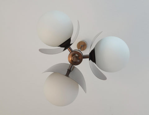Vintage Pendant Light / Copper Sputnik / Mid Century Modern /MCM Chandelier / Space Age / Brutalist Ceiling Light