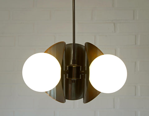 Vintage Pendant Light / Copper Sputnik / Mid Century Modern /MCM Chandelier / Space Age / Brutalist Ceiling Light