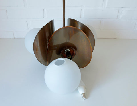 Vintage Pendant Light / Copper Sputnik / Mid Century Modern /MCM Chandelier / Space Age / Brutalist Ceiling Light