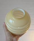 Set of 3 Art Deco Semi Flush Ceiling Lights | 1940s Beige Hand Blown Glass Shades | Gold Detail Kitchen Island Lighting