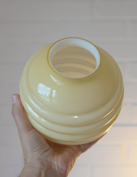 Set of 3 Art Deco Semi Flush Ceiling Lights | 1940s Beige Hand Blown Glass Shades | Gold Detail Kitchen Island Lighting