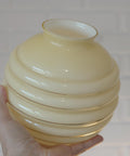 Set of 3 Art Deco Semi Flush Ceiling Lights | 1940s Beige Hand Blown Glass Shades | Gold Detail Kitchen Island Lighting