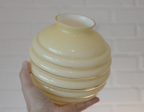 Set of 3 Art Deco Semi Flush Ceiling Lights | 1940s Beige Hand Blown Glass Shades | Gold Detail Kitchen Island Lighting