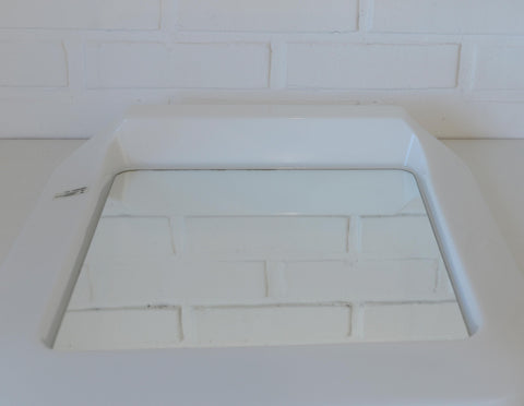 Square Mirror with Shelf / Vintage White Plastic Furniture / Space Age / Wall Mirror / Yugoslavia 1970s