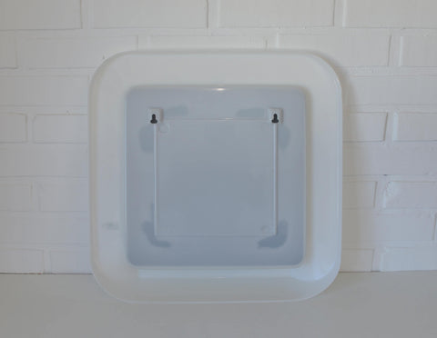 Square Mirror with Shelf / Vintage White Plastic Furniture / Space Age / Wall Mirror / Yugoslavia 1970s