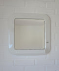 Square Mirror with Shelf / Vintage White Plastic Furniture / Space Age / Wall Mirror / Yugoslavia 1970s