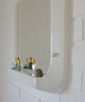 Square Mirror with Shelf / Vintage White Plastic Furniture / Space Age / Wall Mirror / Yugoslavia 1970s