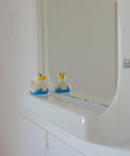 Square Mirror with Shelf / Vintage White Plastic Furniture / Space Age / Wall Mirror / Yugoslavia 1970s