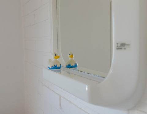 Square Mirror with Shelf / Vintage White Plastic Furniture / Space Age / Wall Mirror / Yugoslavia 1970s