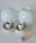 Pair of Vintage Yugoslav Globe Sconces, Mid-Century Modern Flush Mount Lights