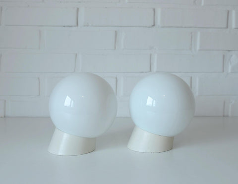 Pair of Vintage Yugoslav Globe Sconces, Mid-Century Modern Flush Mount Lights