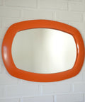 Rare 1970s Orange Space Age Mirror | Large Vintage Pop Art Wall Mirror | Yugoslavian Design | Horizontal or Vertical