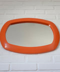 Rare 1970s Orange Space Age Mirror | Large Vintage Pop Art Wall Mirror | Yugoslavian Design | Horizontal or Vertical