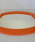 Rare 1970s Orange Space Age Mirror | Large Vintage Pop Art Wall Mirror | Yugoslavian Design | Horizontal or Vertical