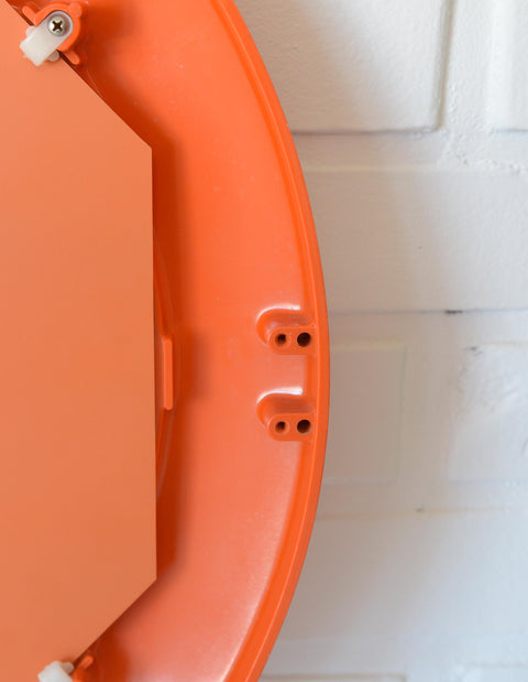 Rare 1970s Orange Space Age Mirror | Large Vintage Pop Art Wall Mirror | Yugoslavian Design | Horizontal or Vertical