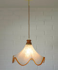 Hand Blown Murano Style Pendant Light – Amber Rim, 1970s MCM Design