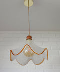 Hand Blown Murano Style Pendant Light – Amber Rim, 1970s MCM Design