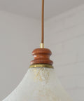 Hand Blown Murano Style Pendant Light – Amber Rim, 1970s MCM Design