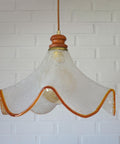Hand Blown Murano Style Pendant Light – Amber Rim, 1970s MCM Design