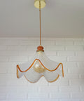 Hand Blown Murano Style Pendant Light – Amber Rim, 1970s MCM Design