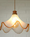 Hand Blown Murano Style Pendant Light – Amber Rim, 1970s MCM Design