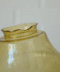 1980s Yugoslav Amber Bubble Glass Ceiling Light, Satin Brass Semi-Flush Mount, Mushroom Lamp
