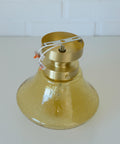1980s Yugoslav Amber Bubble Glass Ceiling Light, Satin Brass Semi-Flush Mount, Mushroom Lamp