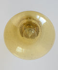 1980s Yugoslav Amber Bubble Glass Ceiling Light, Satin Brass Semi-Flush Mount, Mushroom Lamp
