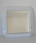 Square Mirror with Shelf / Vintage White Plastic Furniture / Space Age / Wall Mirror / Yugoslavia 1970s