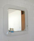 Square Mirror with Shelf / Vintage White Plastic Furniture / Space Age / Wall Mirror / Yugoslavia 1970s