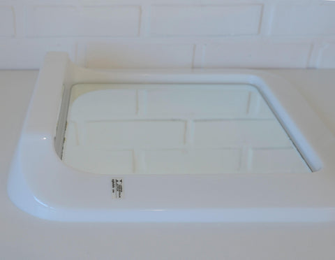 Square Mirror with Shelf / Vintage White Plastic Furniture / Space Age / Wall Mirror / Yugoslavia 1970s