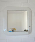 Square Mirror with Shelf / Vintage White Plastic Furniture / Space Age / Wall Mirror / Yugoslavia 1970s