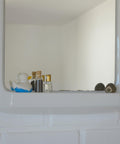 Square Mirror with Shelf / Vintage White Plastic Furniture / Space Age / Wall Mirror / Yugoslavia 1970s