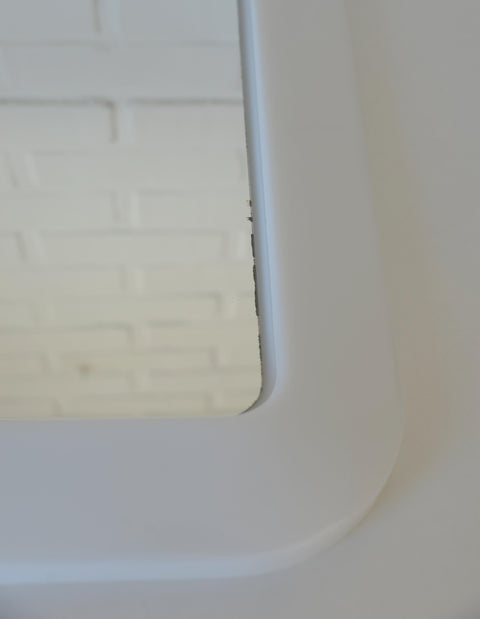 Square Mirror with Shelf / Vintage White Plastic Furniture / Space Age / Wall Mirror / Yugoslavia 1970s