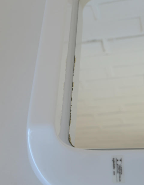 Square Mirror with Shelf / Vintage White Plastic Furniture / Space Age / Wall Mirror / Yugoslavia 1970s