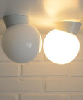 Pair of Vintage Yugoslav Globe Sconces, Mid-Century Modern Flush Mount Lights