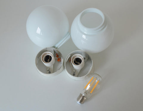 Pair of Vintage Yugoslav Globe Sconces, Mid-Century Modern Flush Mount Lights
