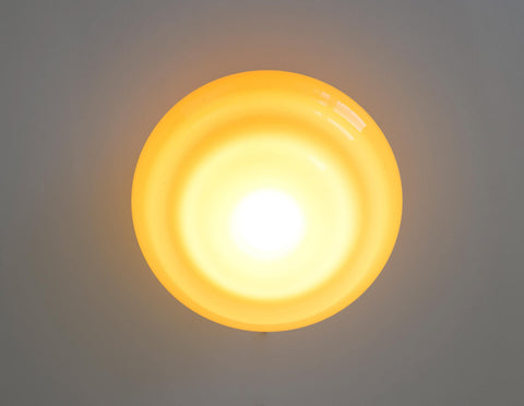 Antique Glass Ceiling Light, 100-Year-Old Hand-Blown Art Deco Shade with Copper Base