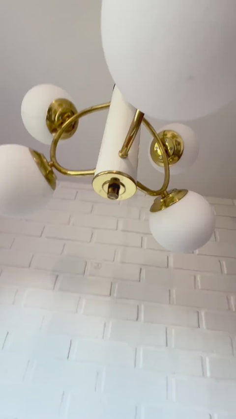Vintage Sputnik Chandelier: MCM Space Age Pendant Light, Yugoslavia 1970s