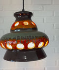 Vintage Ceramic Pendant Light: 1970s Rustic Handmade Chandelier