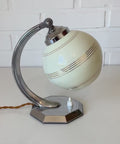 Restored Art Deco Table & Wall Lamp | Beige Hand-Blown Glass | Chrome Wall Light | 1930s–1940s | Fully Rewired | Rare Bauhaus Style